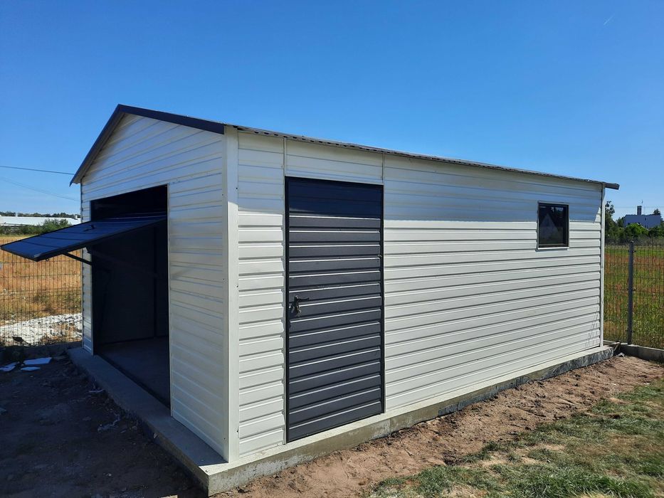 Konstrukcja Stalowa Garaż Blaszany GRAFITOWY Garaże Blaszane – ESSTAL*