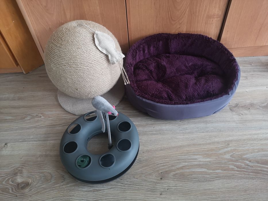 Zestaw dla kotka drapak, zabawka, legowisko