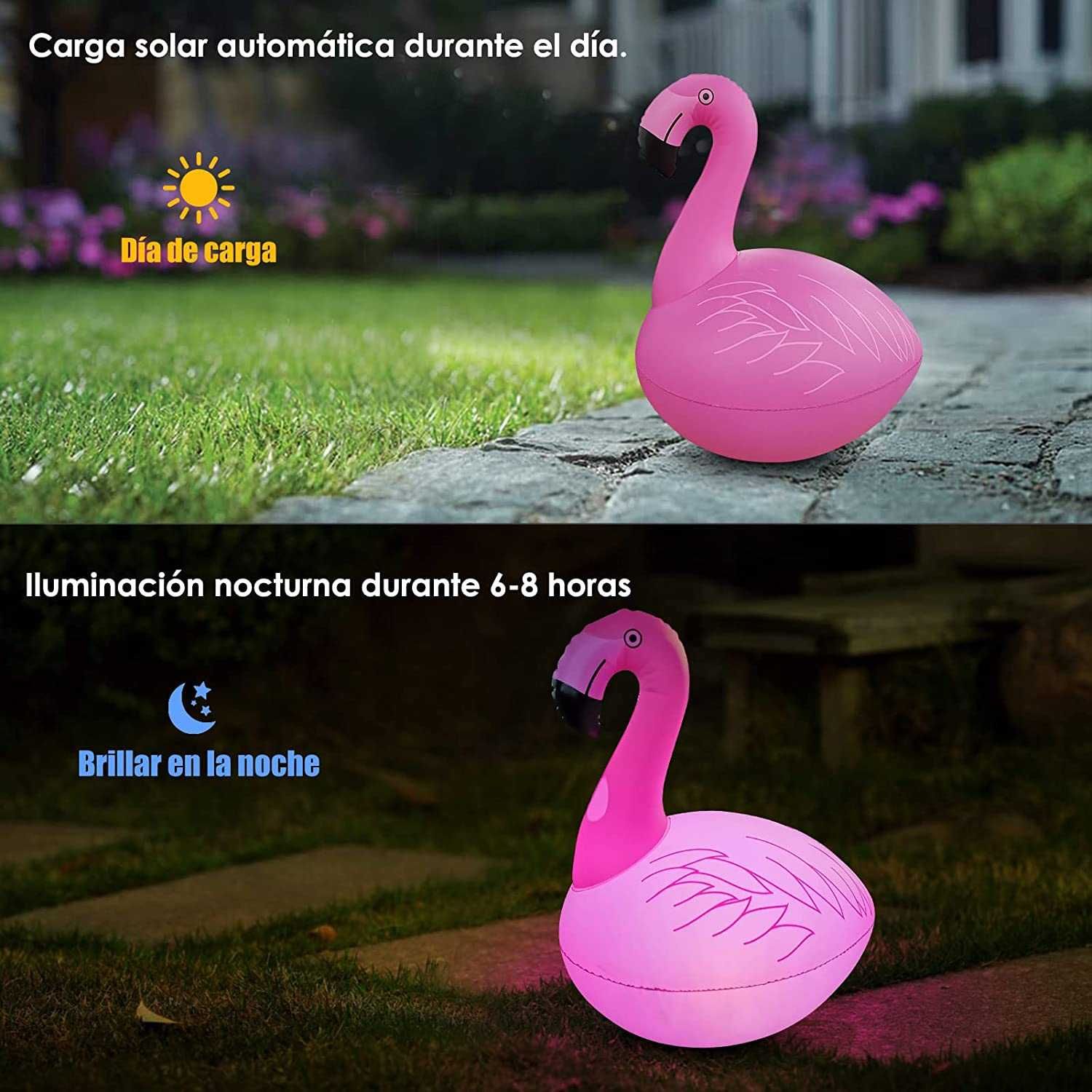 Luzes flutuantes flamingo, candeeiro solar impermeável (2 peças)