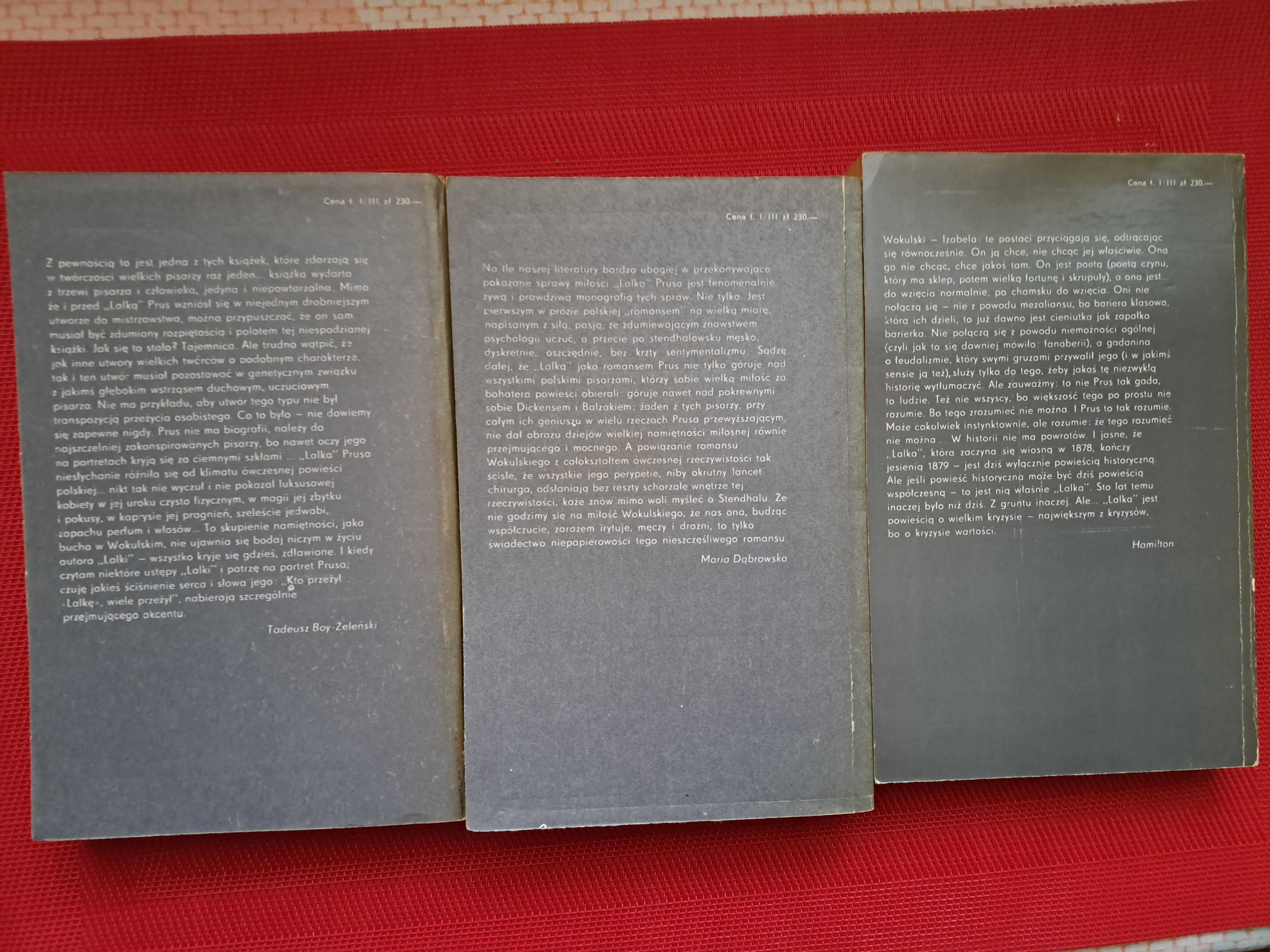 Lalka Bolesław Prus 3 tomy