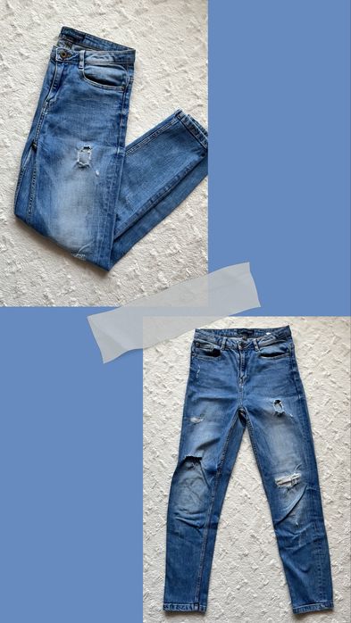 Jeansy damskie CROPP - High Waist, z przetarciami i dziurami