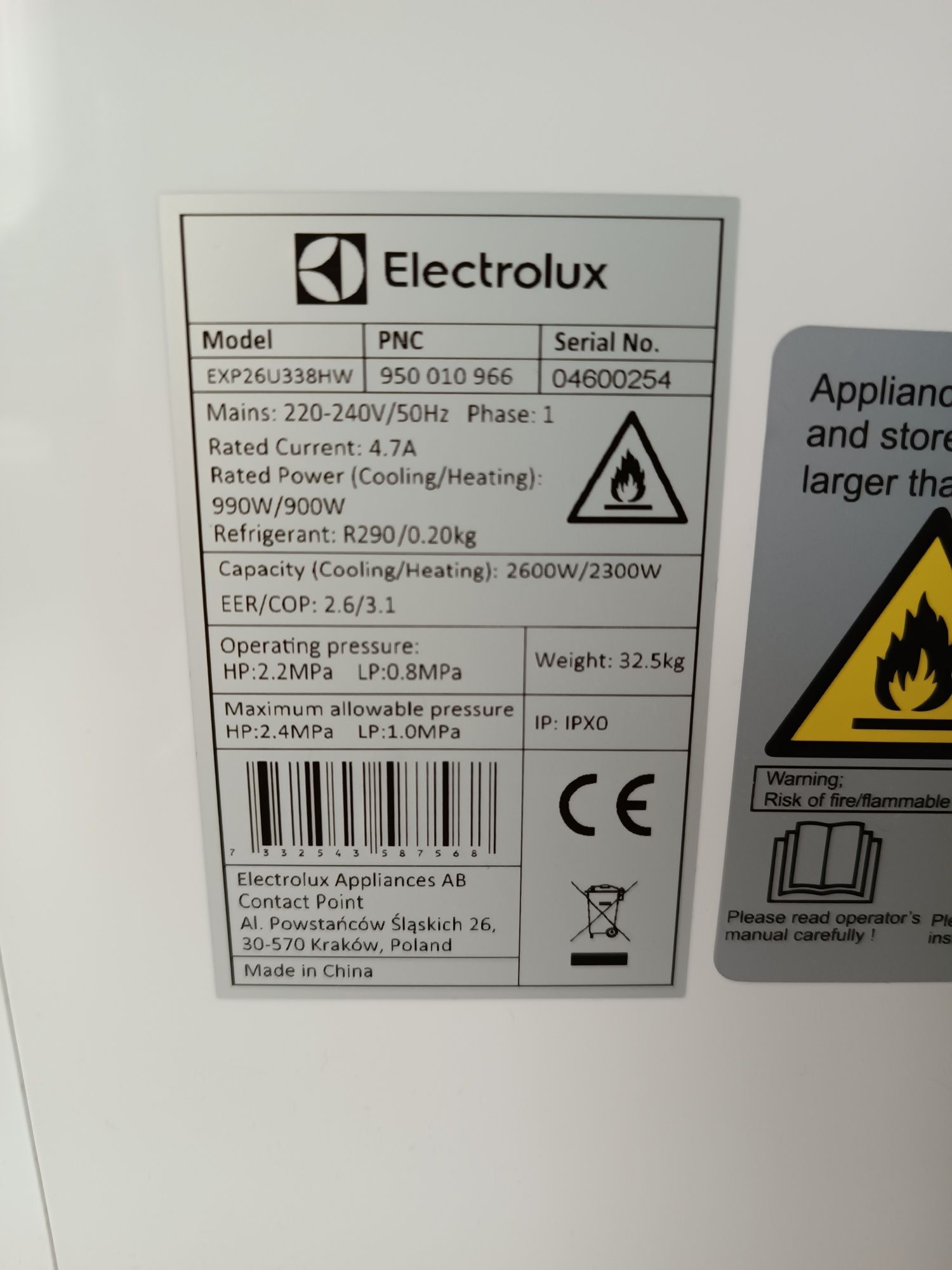 Klimatyzator przenośny Electrolux EXP26U338HW z funkcją grzania
