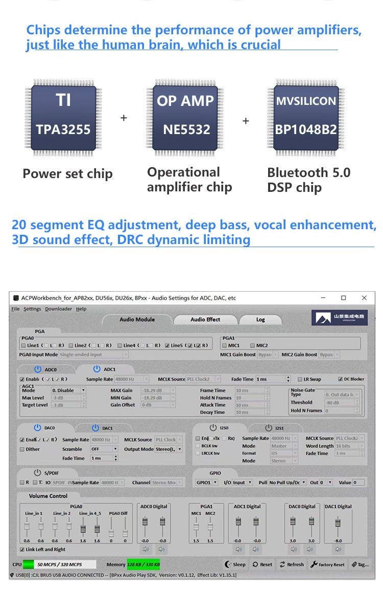 TPA3255, 18-48v, усилитель Wondom Bru5 DSP підсилювач клас D Bluetooth