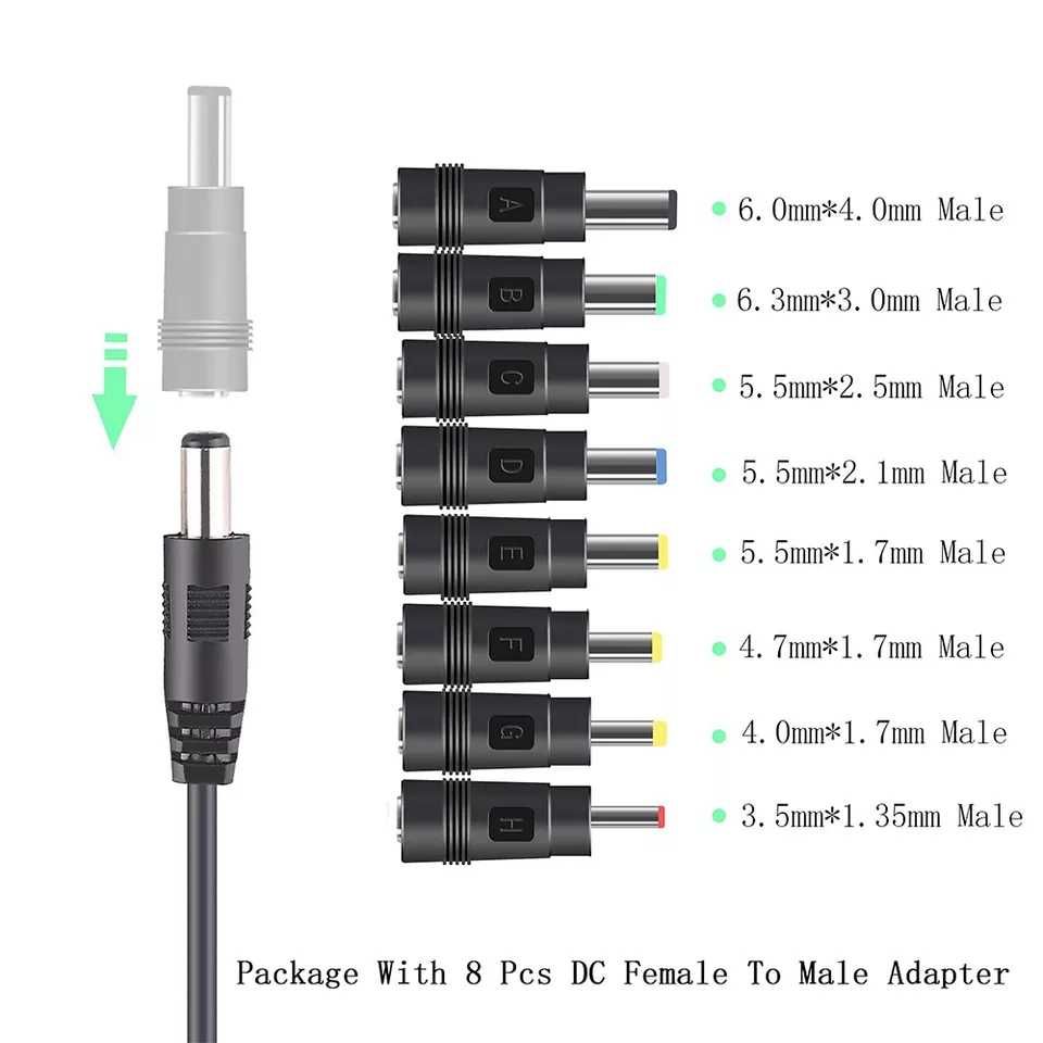 USB to DC 9V + 6×4|6.3×3|5.5×2.5|5.5×2.1|5.5×1.7|4.7×1.7|3.5×1.3
