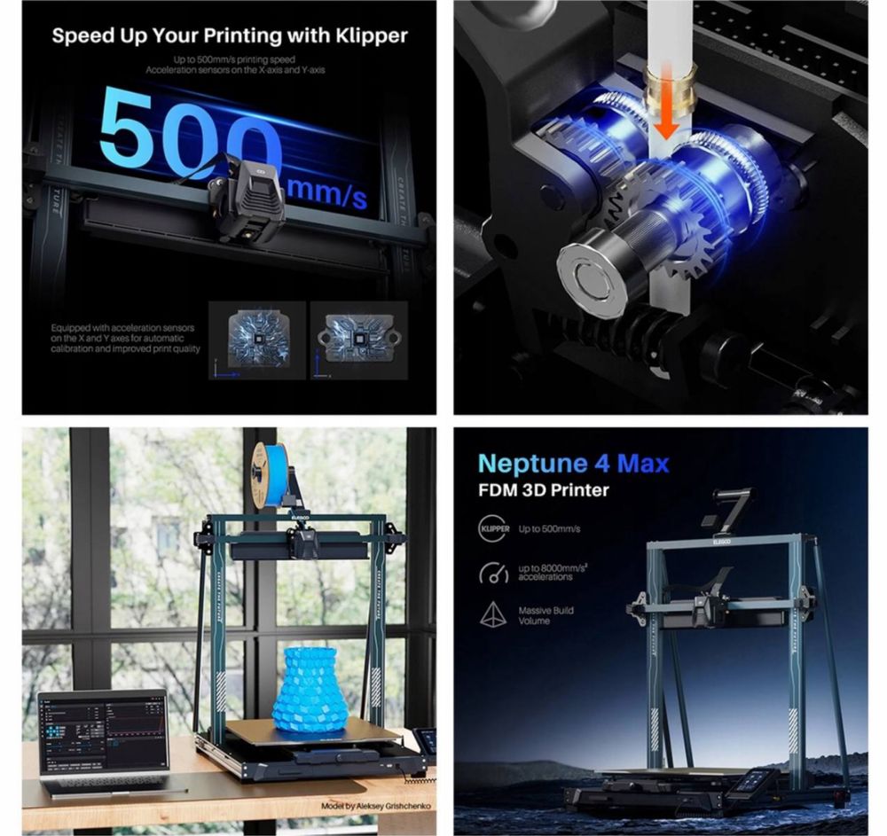 3D-принтер Elegoo Neptune 4 Max 420x420x480 мм•швидкість 500 мм/с
