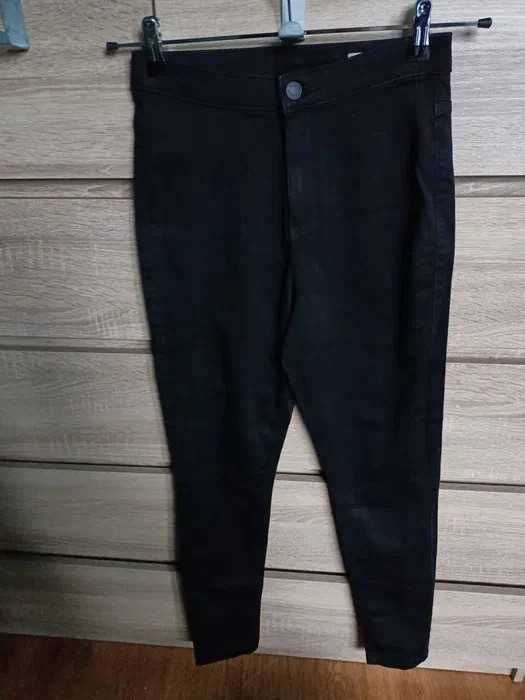 Czarne spodnie rurki skinny wysoki stan Marks&Spacer 36/38 S/M