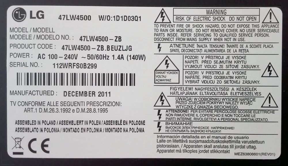 Placa T-CON LG 47LW4500 | Funcional!