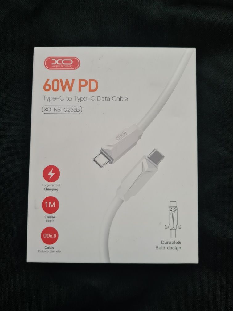 Kabel USB PD Typ c do c, gruby Macbook Laptop