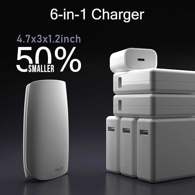 MANTO stacja ładująca 65W PD3.0 QC3.0 USB-C + 5×USB-A, 6 portów