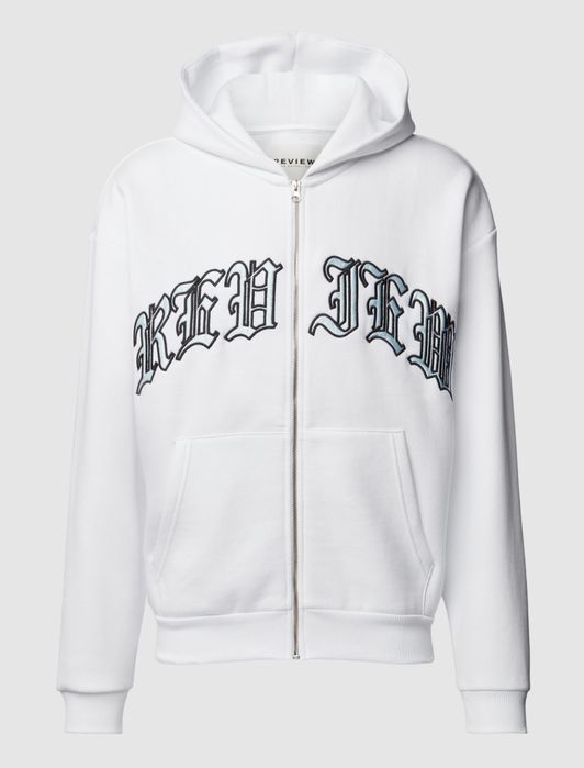 Толстовка с капюшоном на блискавці біла.