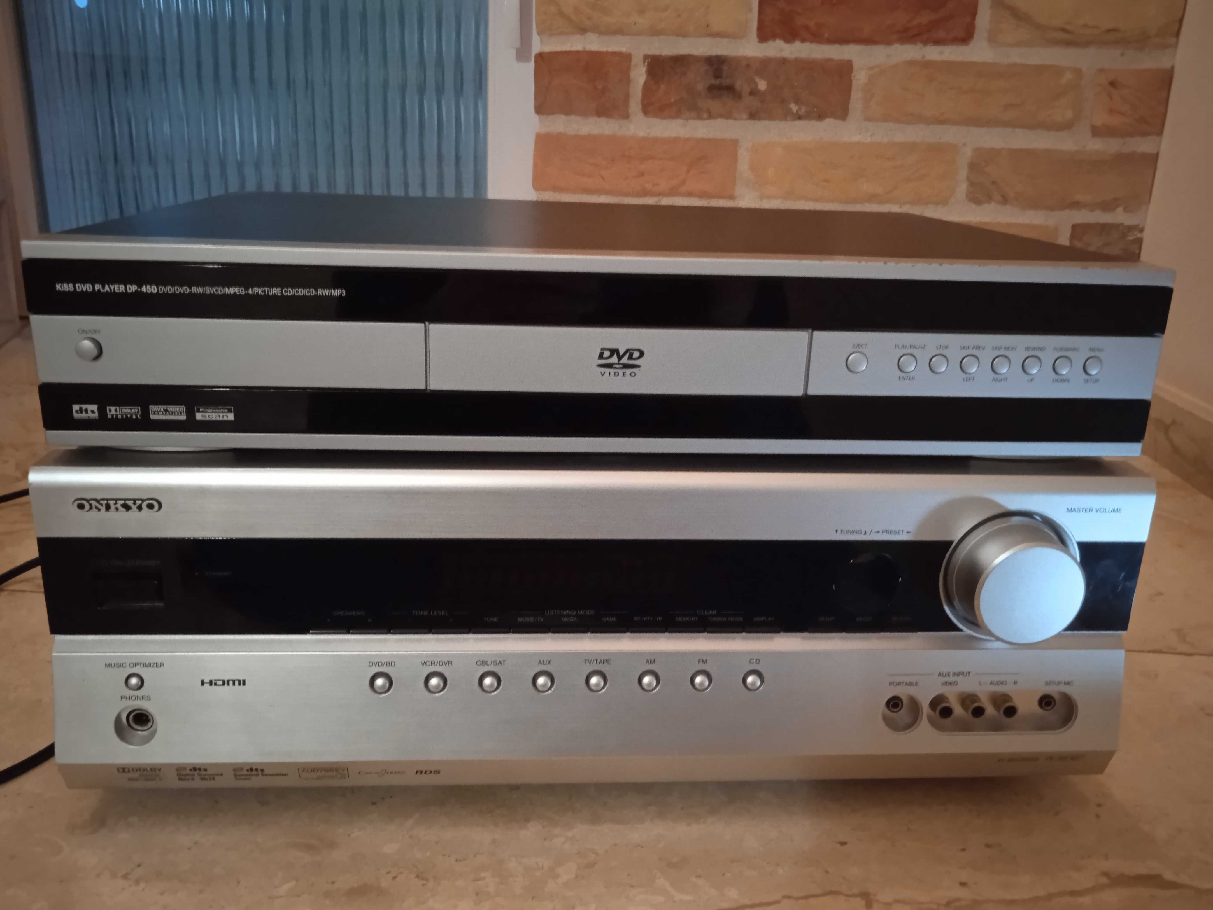 Amplituner ONKYO TX- SR307 oraz odtwarzacz DVD