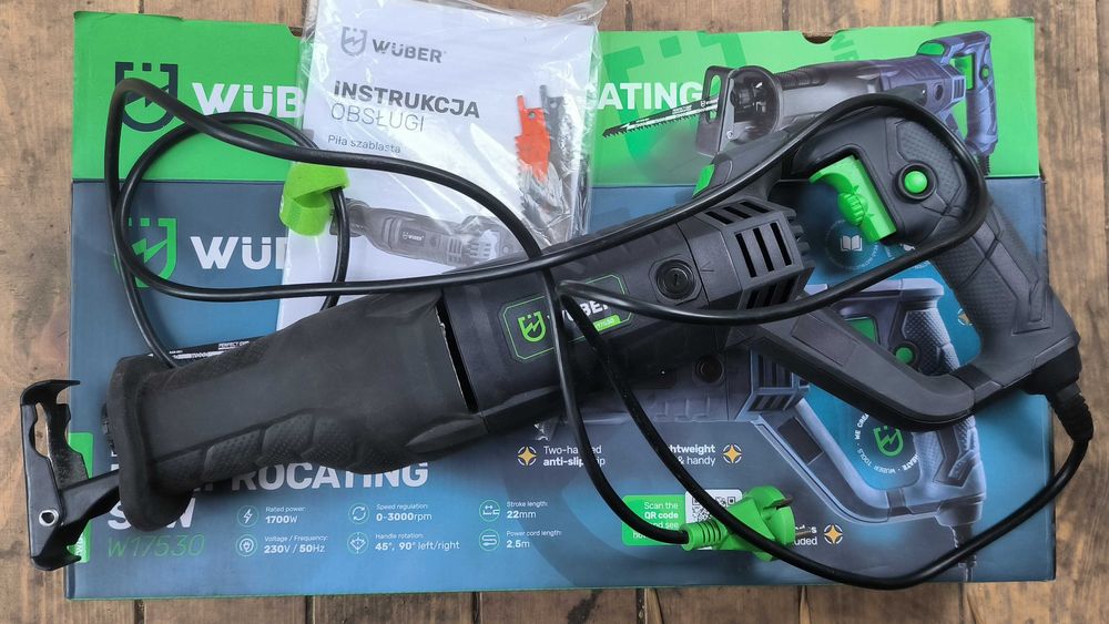 Piła szablasta WUBER W17530, 1700W, 0–3000 uchwyt obrotowy jak nowa GW