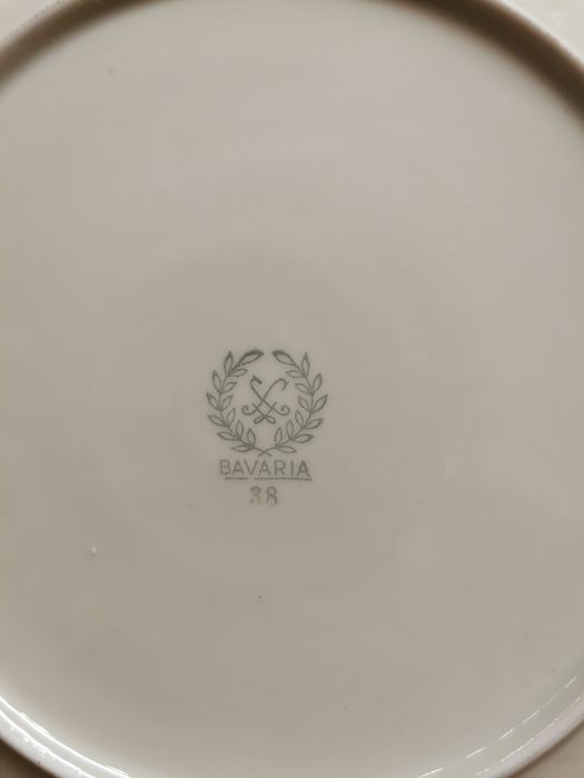 Stara porcelana Trio ecru złoto kwiat Bavaria