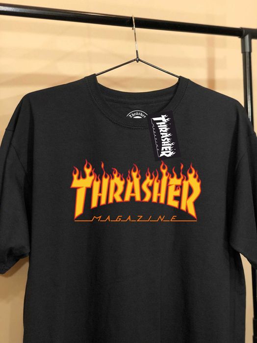 Мужские футболки Thrasher Magazine унисекс трешер черная белая