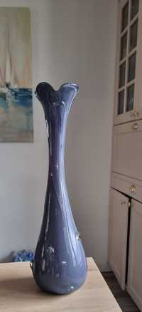 Piękny wielki szklany wazon sękacz fioletowy 50 cm vintage retro prl