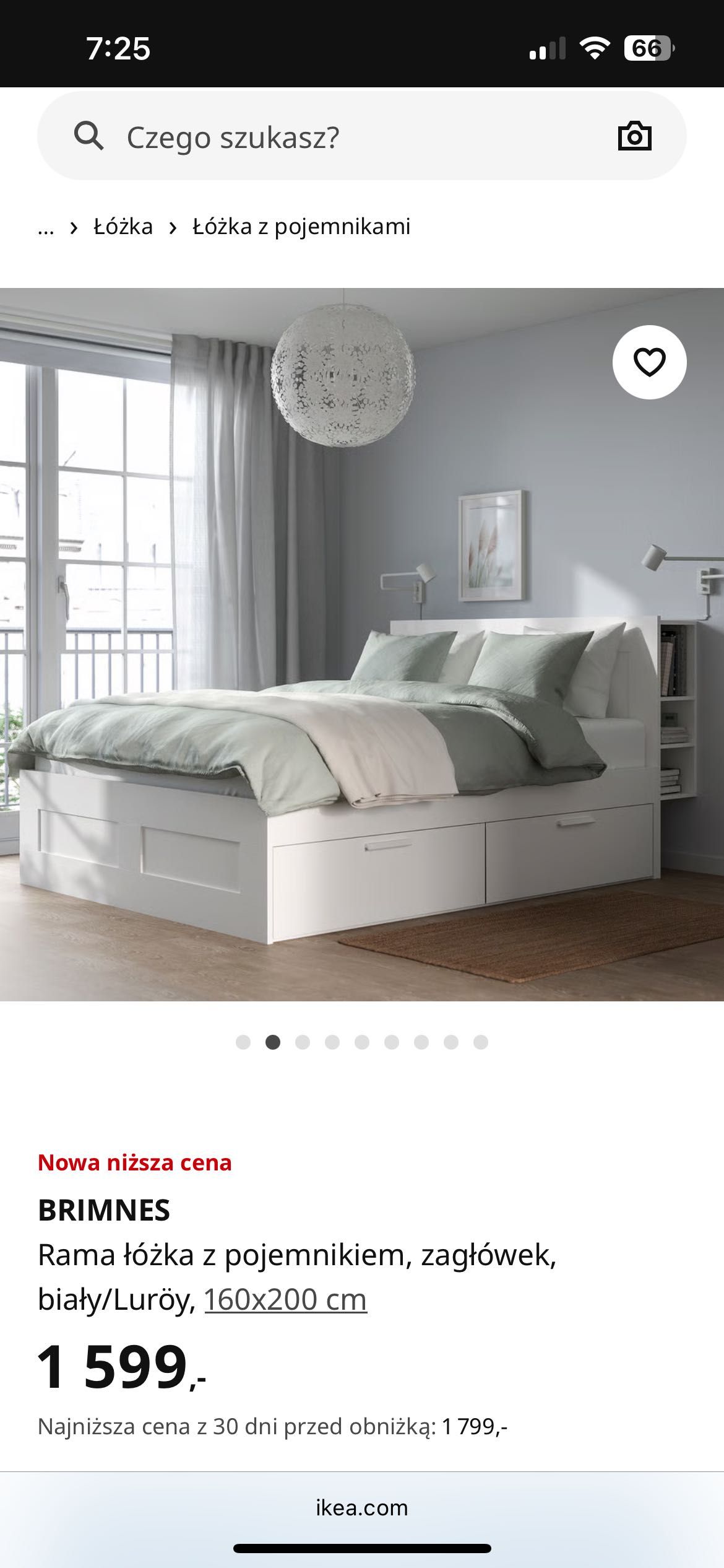 Łóżko, komoda, regał BRIMNES IKEA