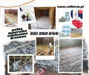 Wdmuchiwana wełna mineralna, celulozowa, drzewna. Docieplenie