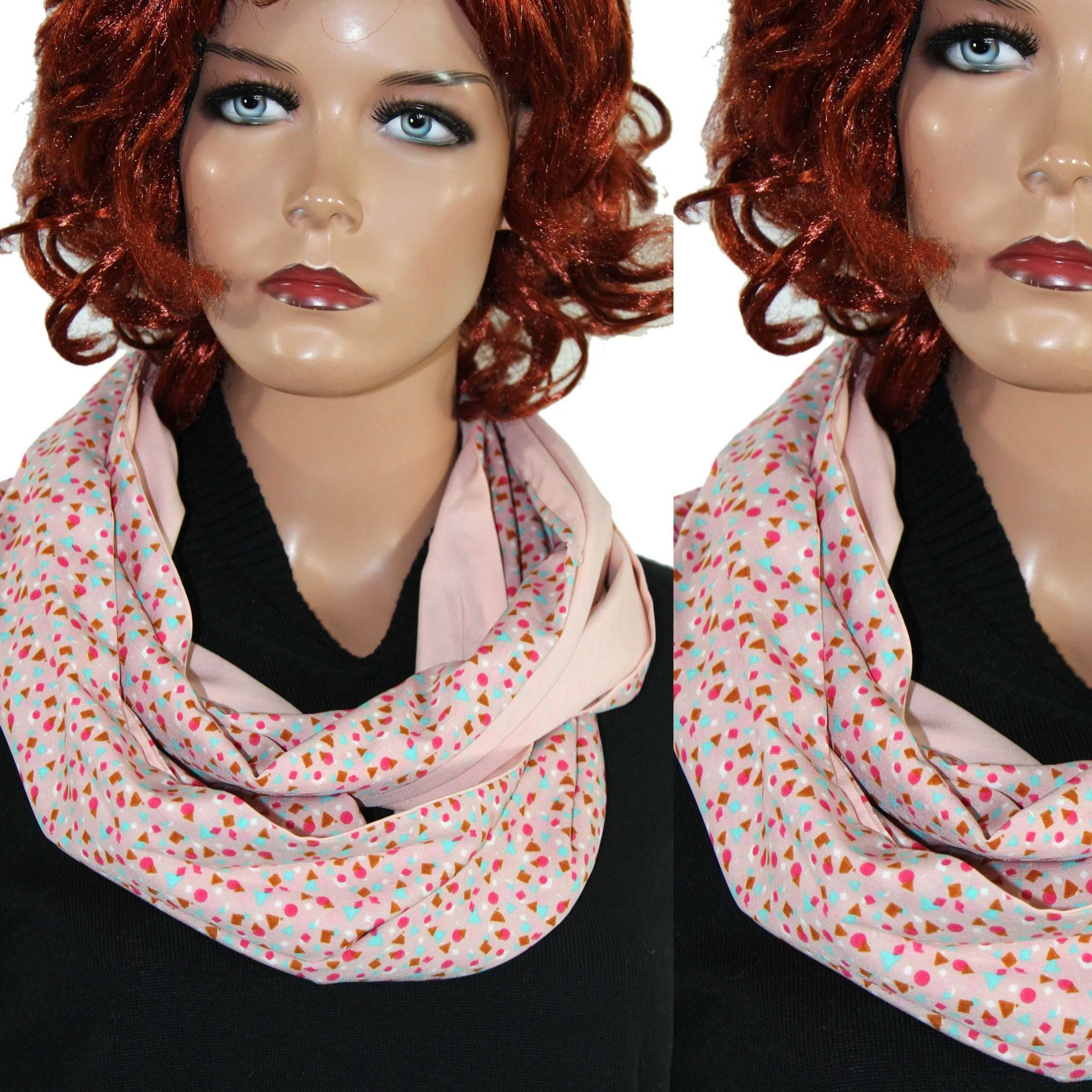 bb9 AMBRIA Modny Wzorzysty Komin Szal 34x162
