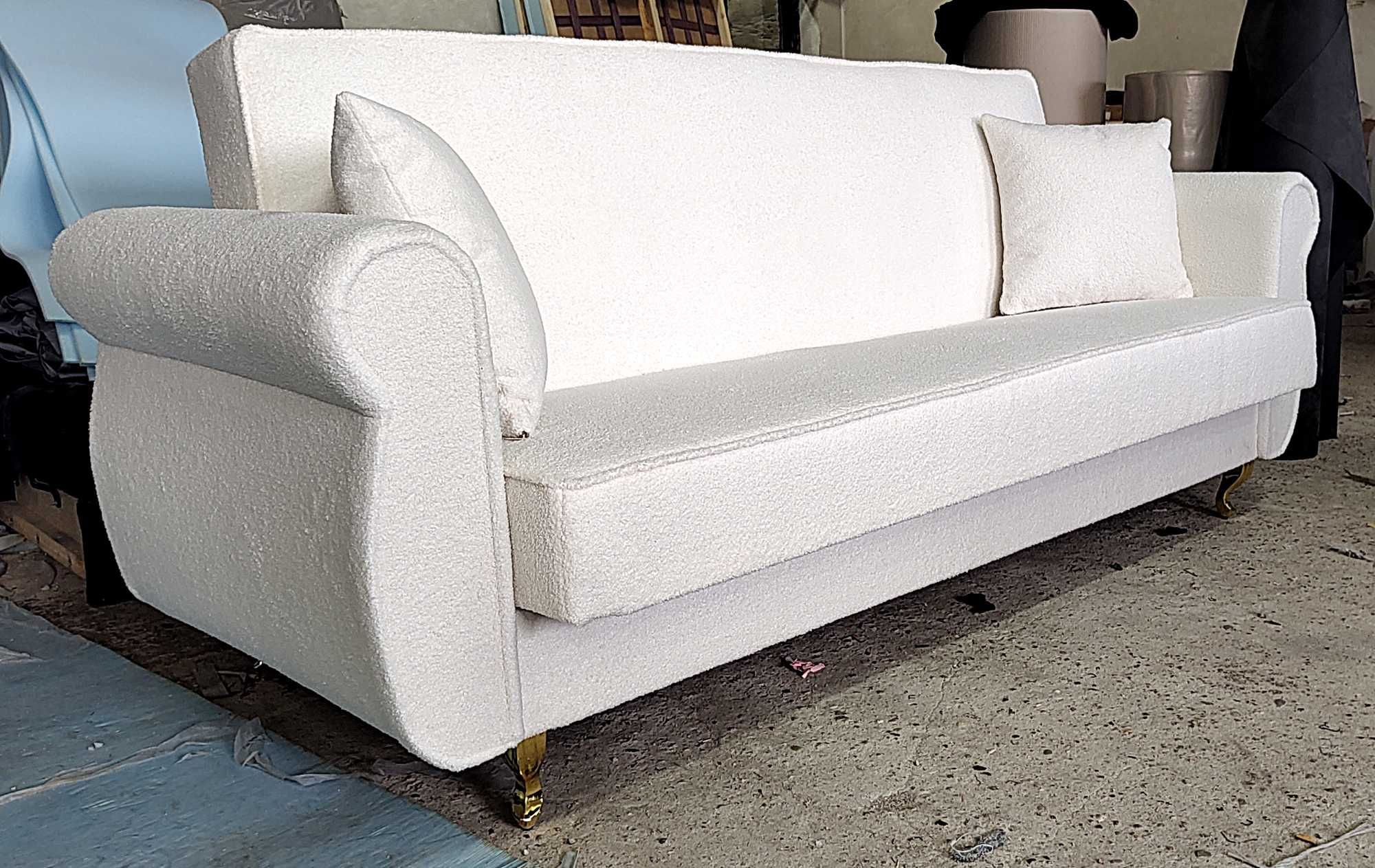 sofa uszak rozkładana kanapa zfunkcją spania baranek tkanina pętelkowa