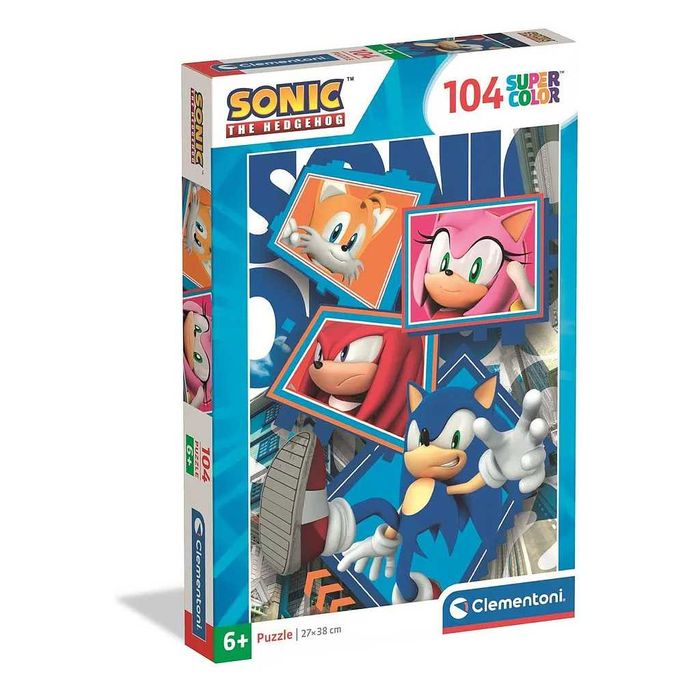 Puzzle Clementoni Sonic The Hedgehog Super Color 27x38cm 104 peças