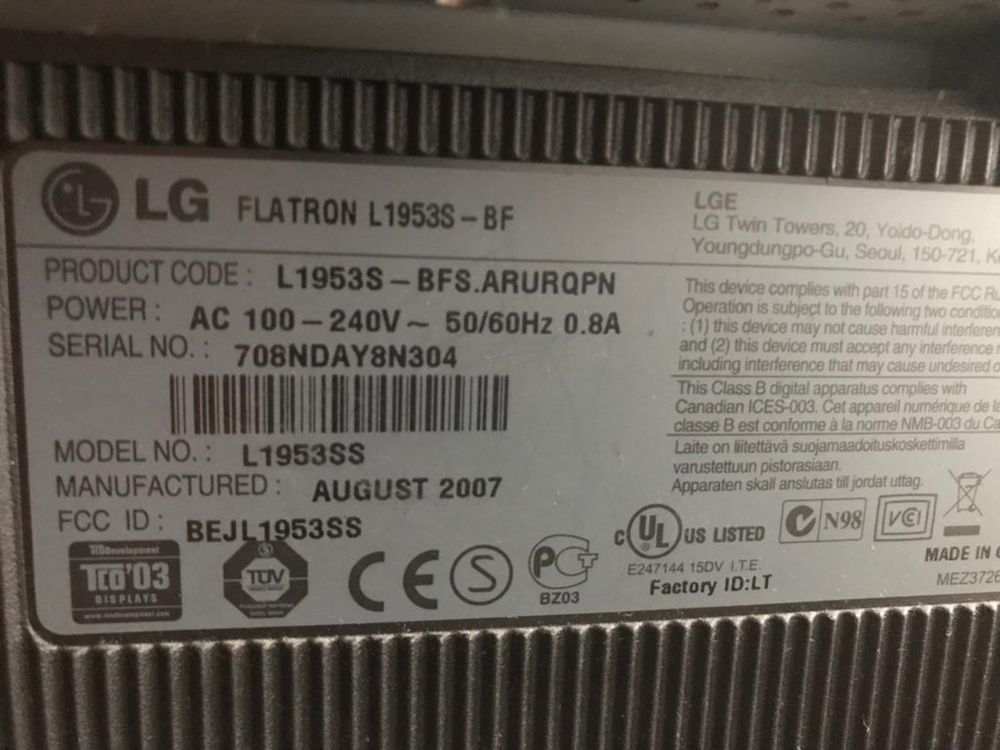Монітор LG Flatron L1953S