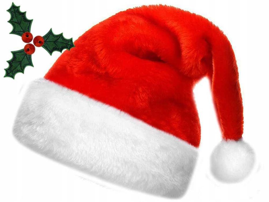 CZAPKA ŚWIĘTEGO MIKOŁAJA Puszysta Czerwona. Dobra Jakość Ho Ho Ho !!!
