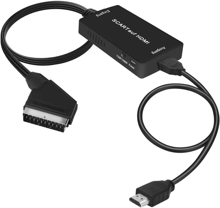 Konwerter SCART na HDMI 1080P adapter audio-video P&P z kablami 763