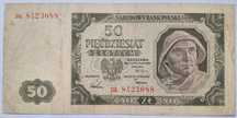 Banknot 50 złotych 1948 Seria BK rybak Par. 183f