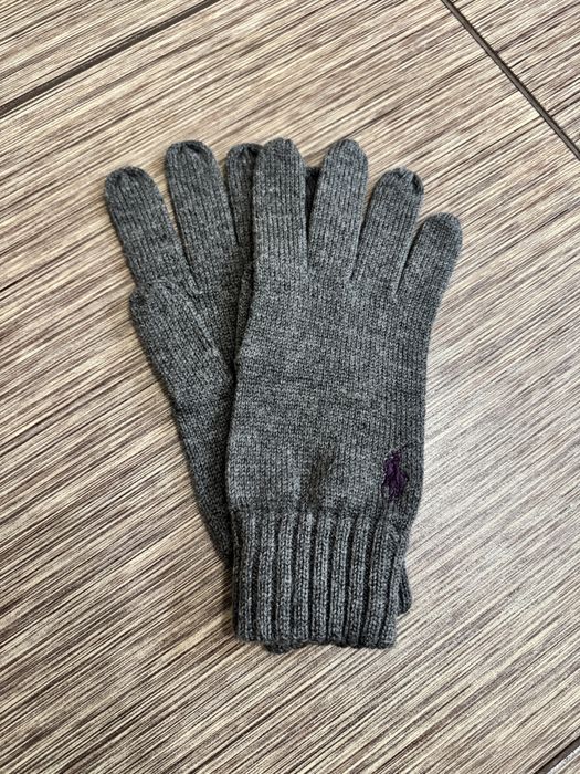Чоловічі сірі рукавички з мериносової вовни polo ralph lauren