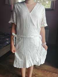 Sukienka XL XXL biała ecru bawełna 16 zakładana bawełna