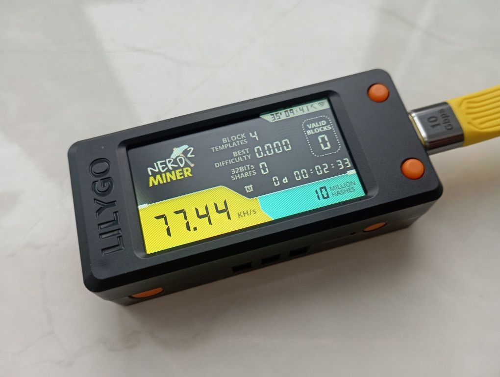 NerdMiner V2 78kh/s – соло-майнер для видобутку біткоїнів