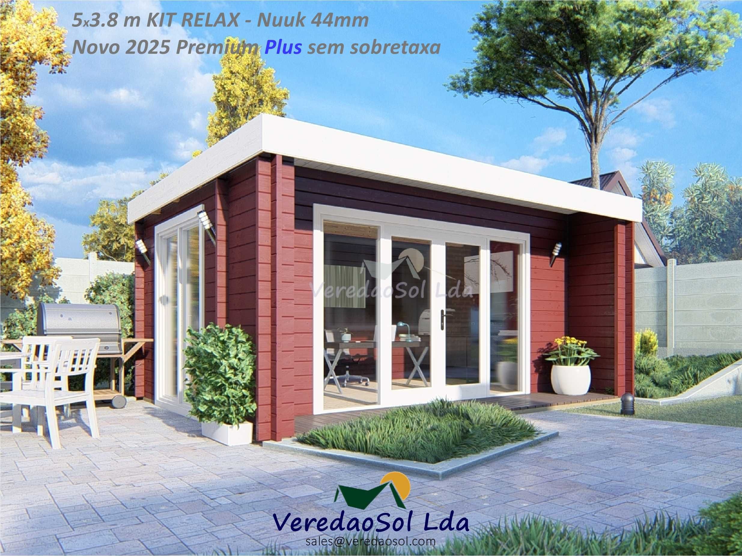 Casa madeira KIT RELAX - Nuuk  5x3.8m 44mm área coberta 22m²