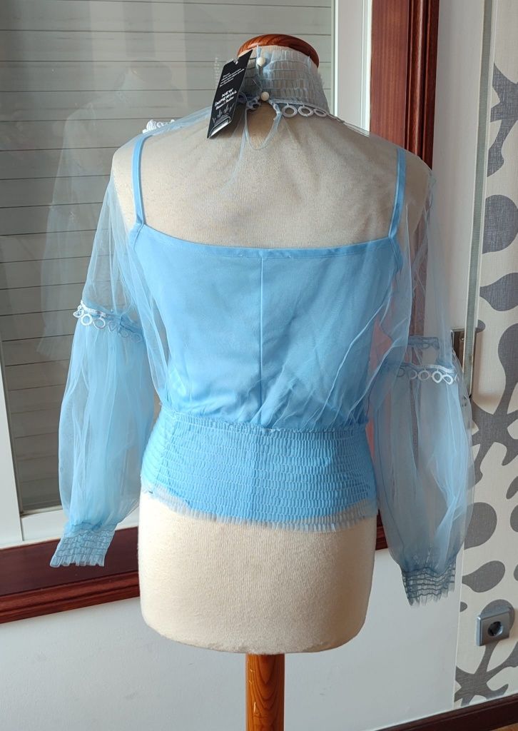 Blusas New Imperial, transparente com top interior - Novo

- Azul (40