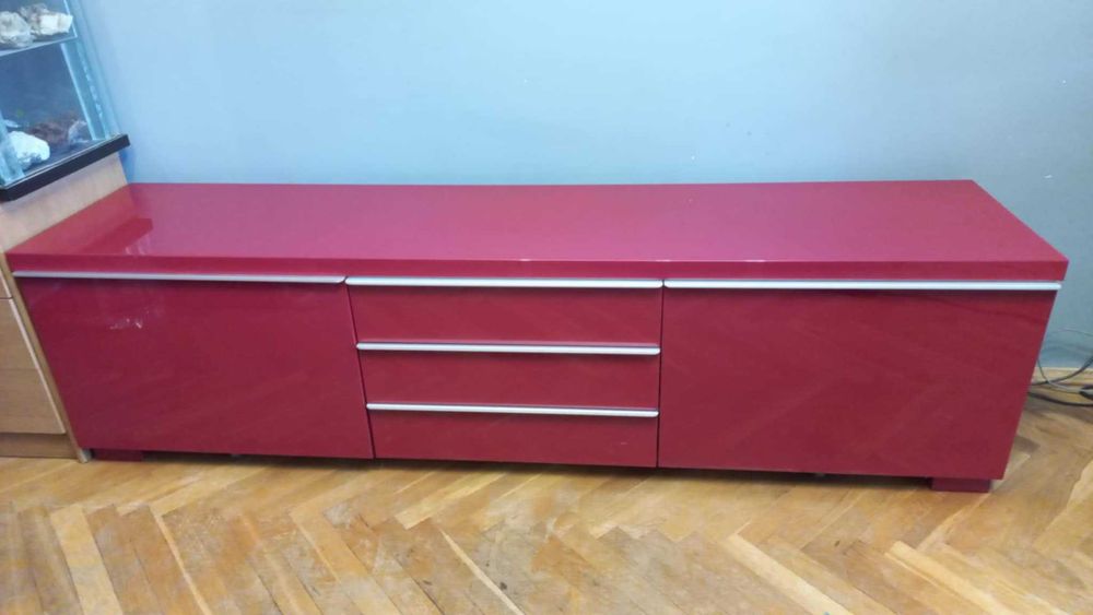 Szafka TV IKEA BESTA BURS bordowa połysk