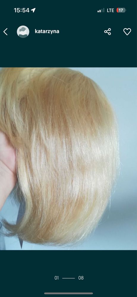 Peruka naturalna krotki bob blond