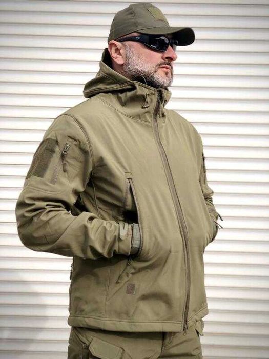 Softshell костюм чоловічий водостійкий фліс ЧОРНИЙ ОЛИВКОВИЙ КОЙОТ