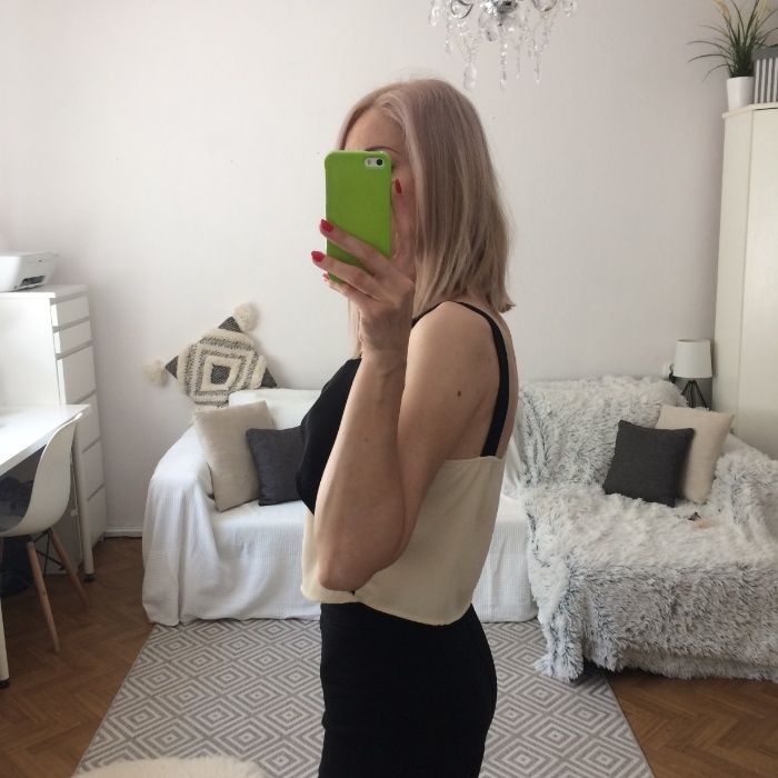 ZARA top czarny kremowy falbany elegancki aesthetic y2k S 36 M 38