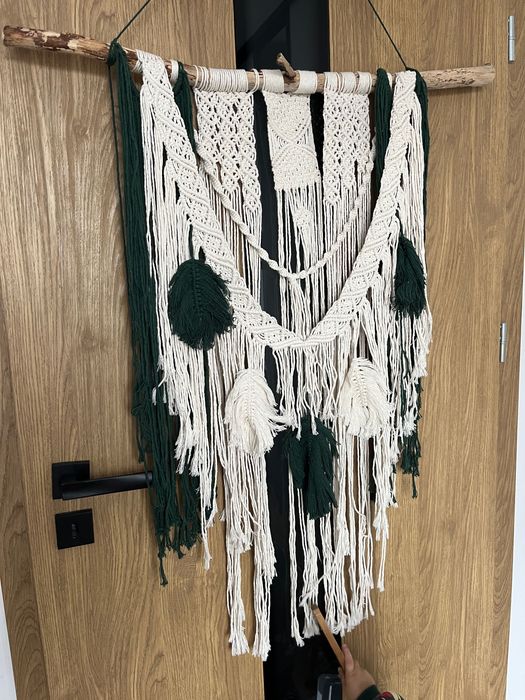 Makrama zielona i śmietankowa boho