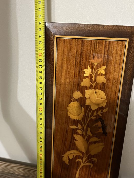 Obrazek zawieszka rękodzieło drewno intersjonowane vintage