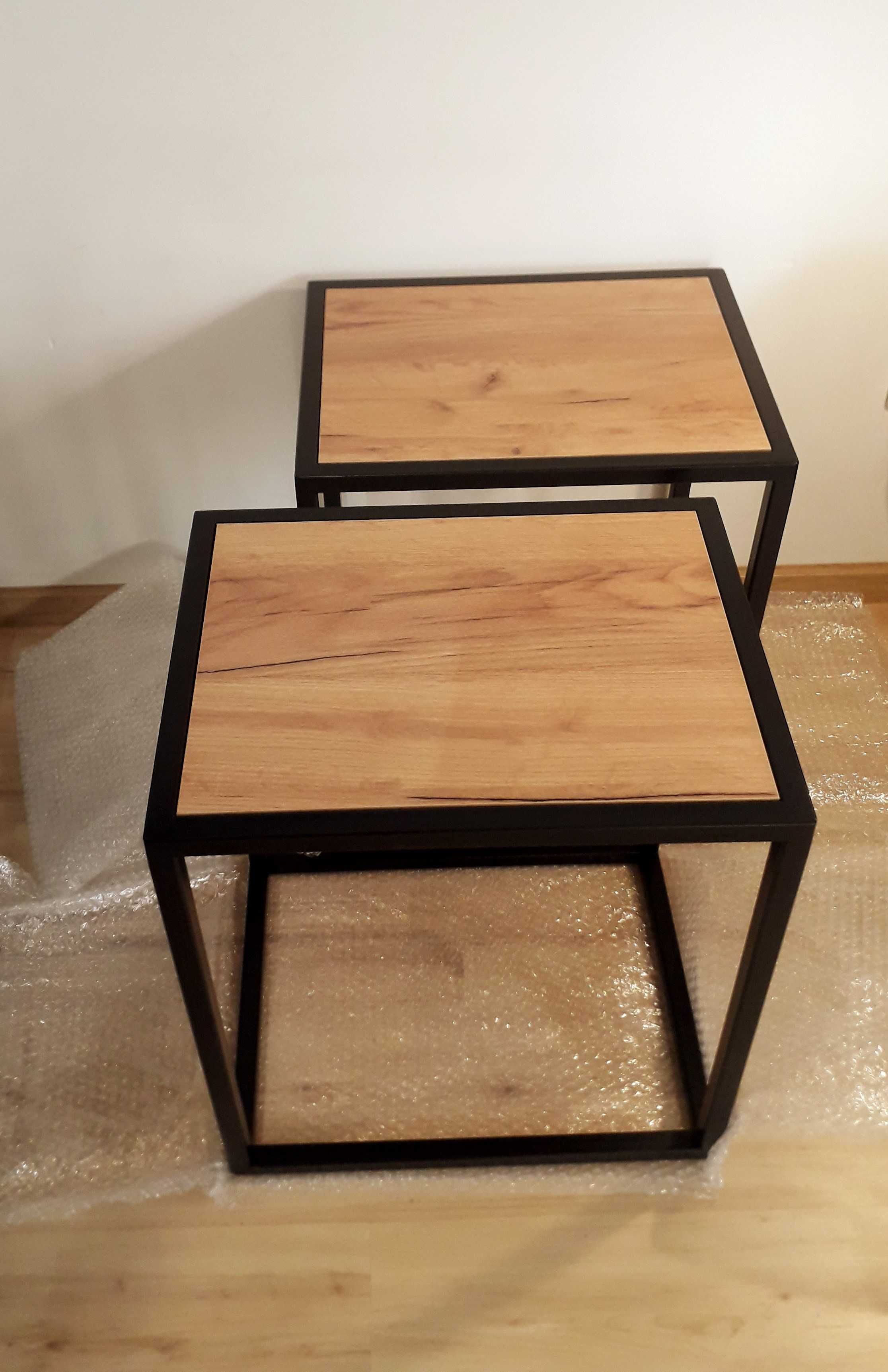 Dwa stoliki LOFT industrialne - NOWE