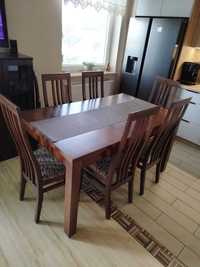 Stół drewniany 150/90 wenge + 6 krzeseł