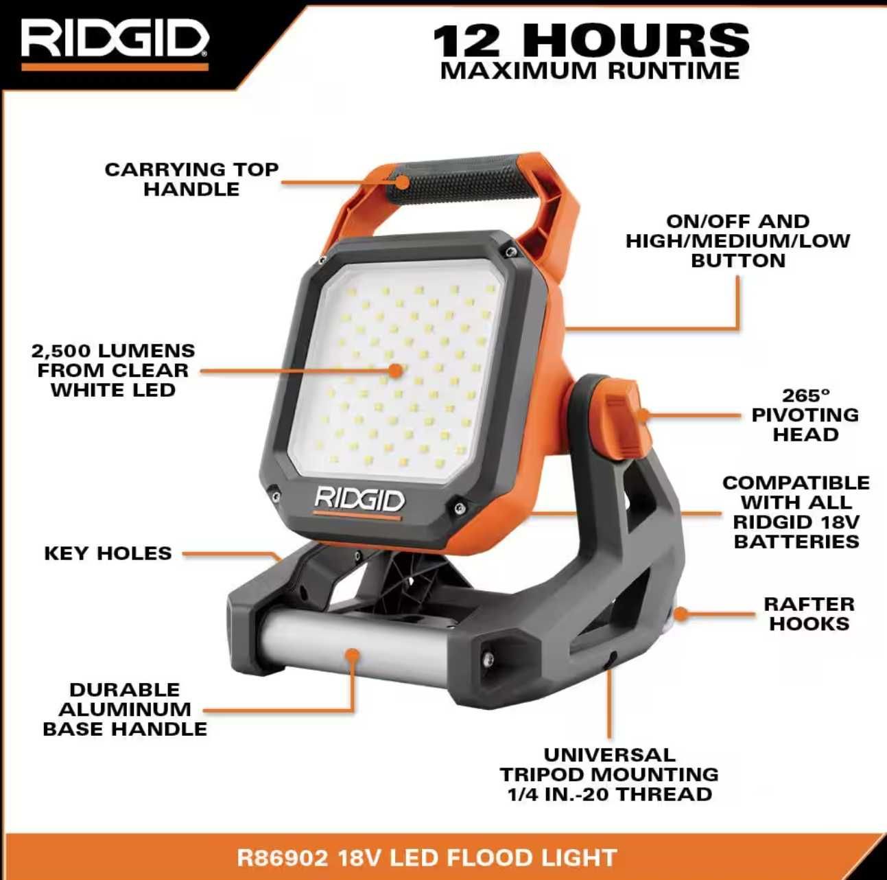 Потужний ліхтар-прожектор Ridgid AEG Фонарь