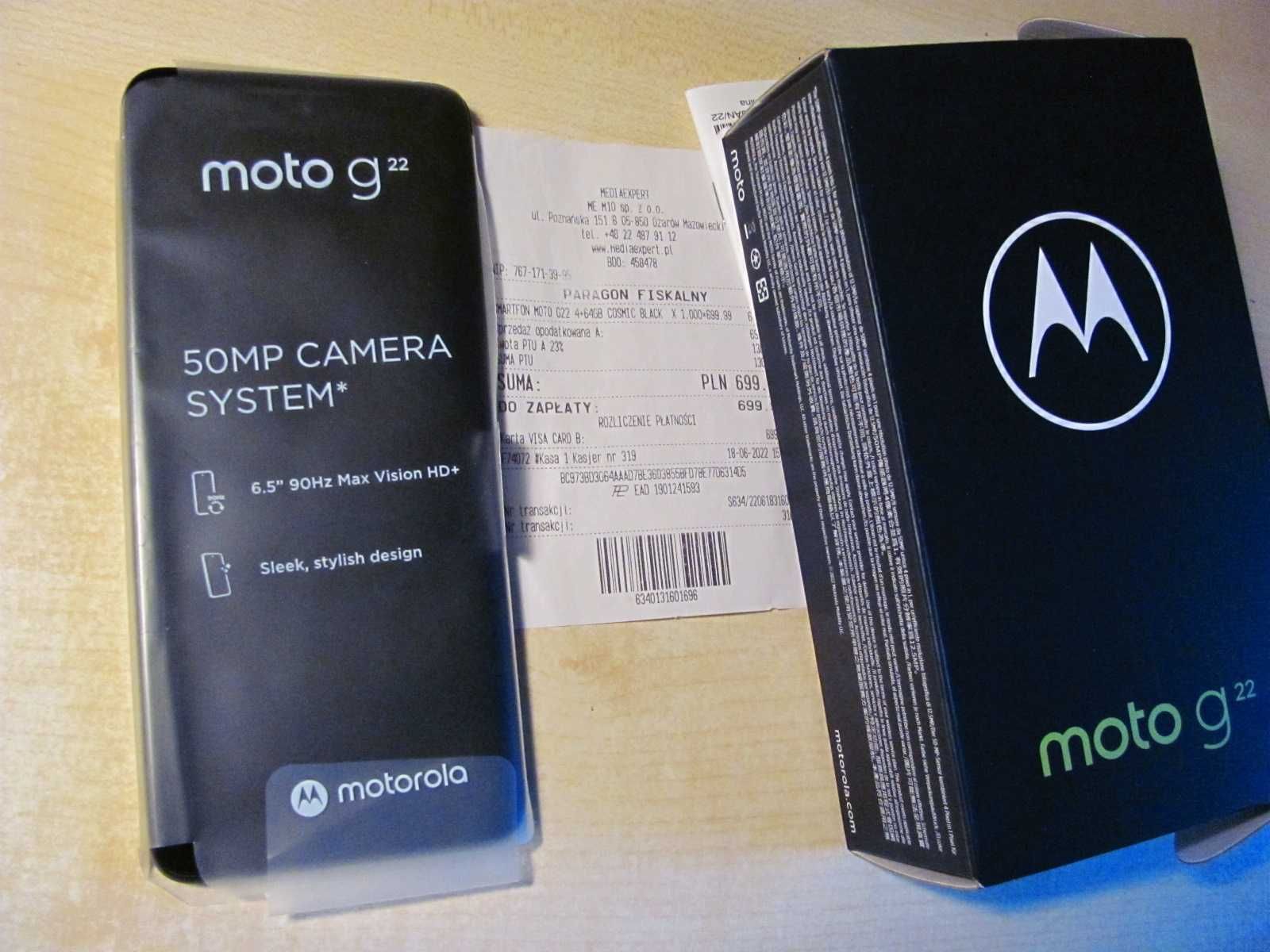 Telefon komórkowy Motorola G22 - stan perfekcyjny cały komplet