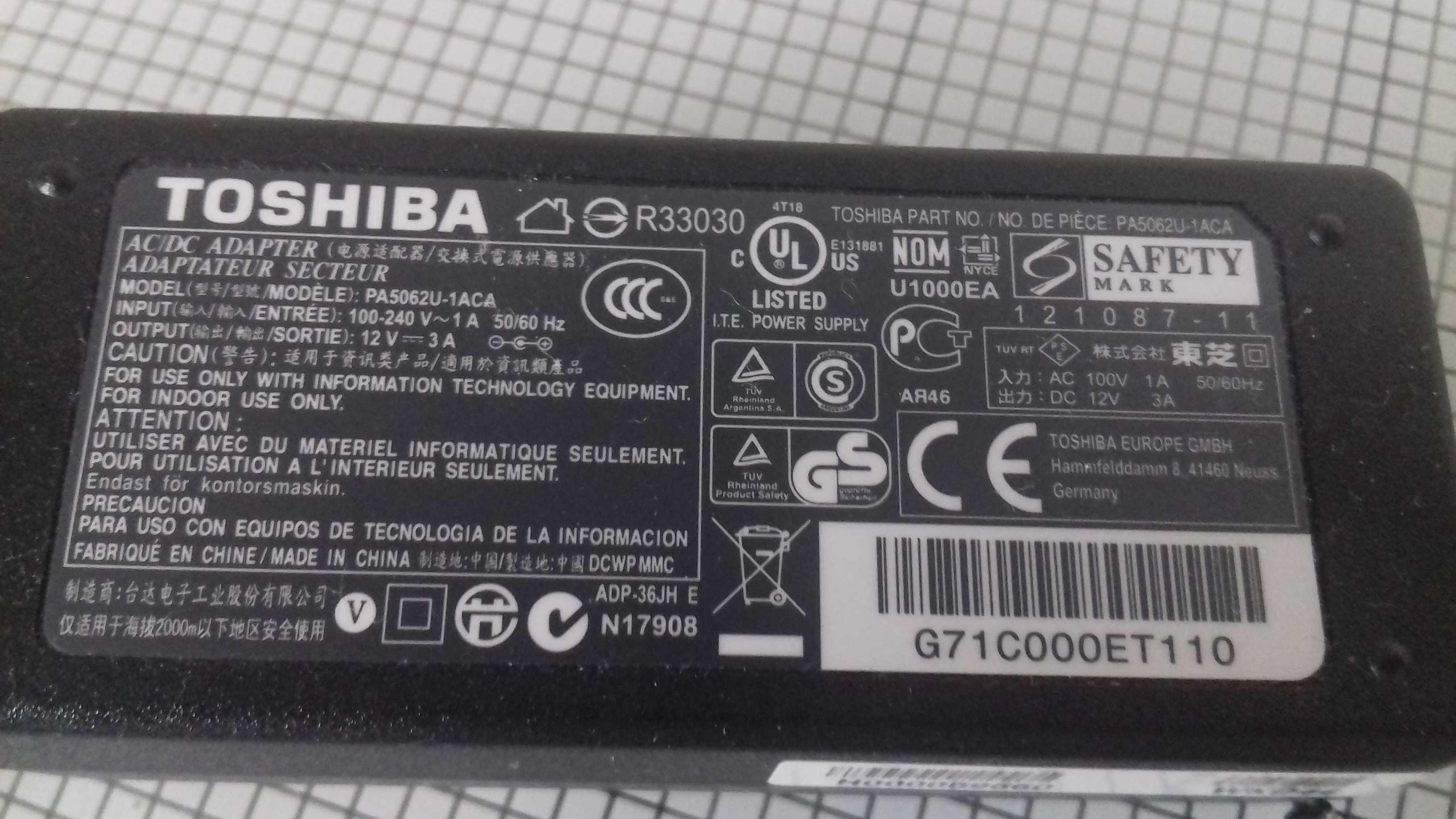 Carregador Tablet Toshiba