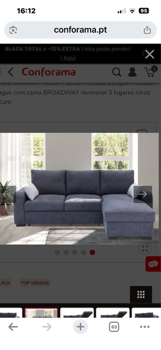 Sofá com chaise long. Em bom estado.