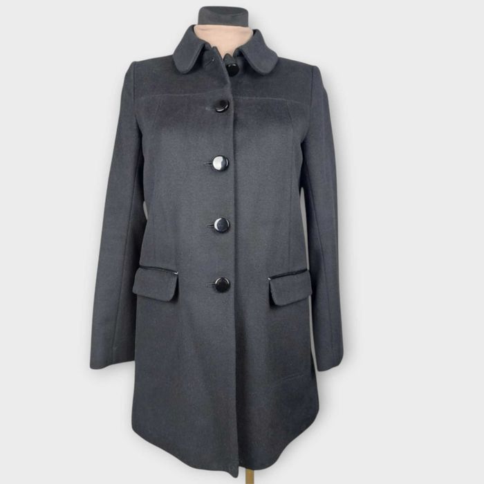 Płaszcz H&M 36 S czarny wełniany krótki klasyczny elegancki