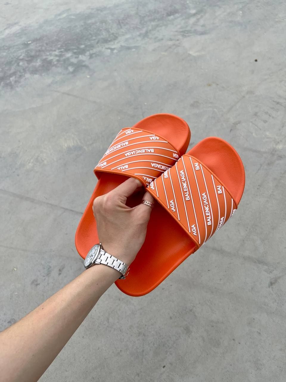 Жіночі кросівки Balenciaga Slides Small Logo ‘Orange