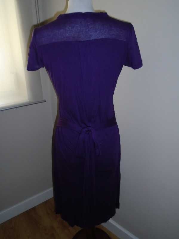 Vestido de algodão roxo, manga curta