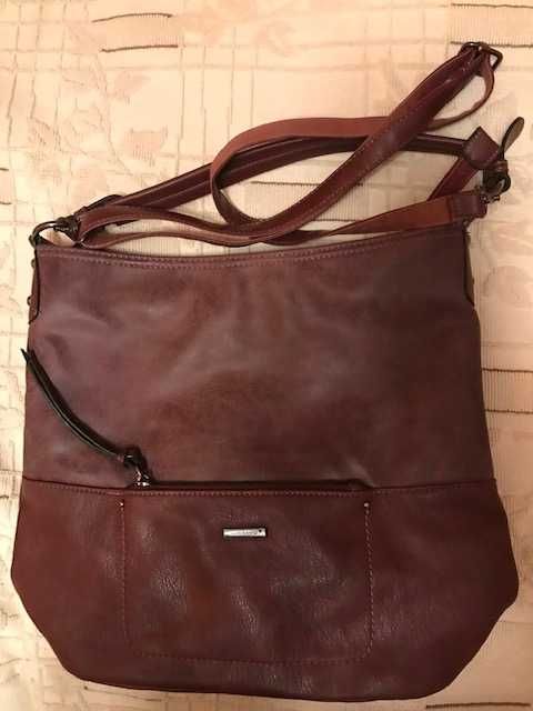 Elegancka torebka damska na ramie, kolor burgundowy