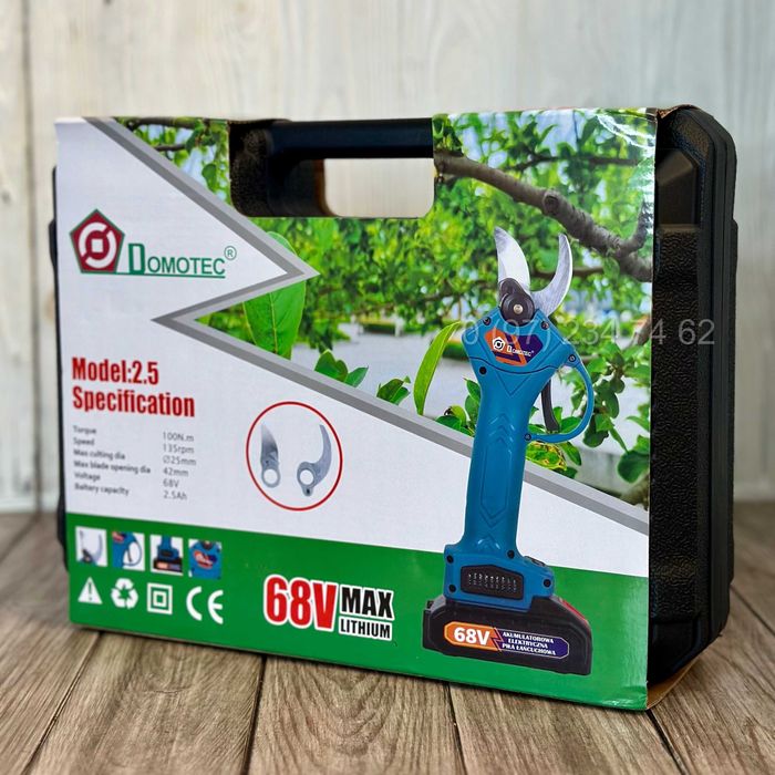 Секатор акумуляторний Domotec 68V | садові ножиці, електросекатор